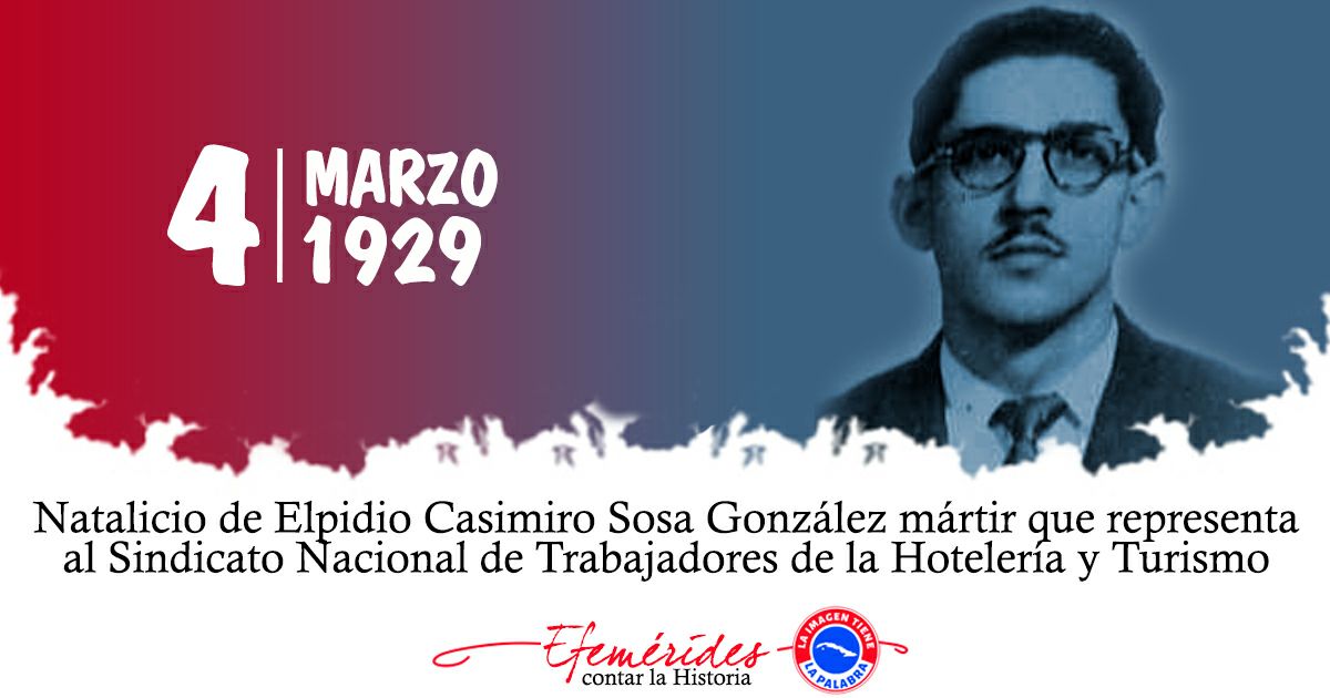 Elpidio Casimiro Sosa González , destacado joven que integró el grupo de asaltantes al cuartel Moncada, de Santiago de Cuba, nació el 4 de marzo de 1929, mártir de la revolucion cubana #Cuba