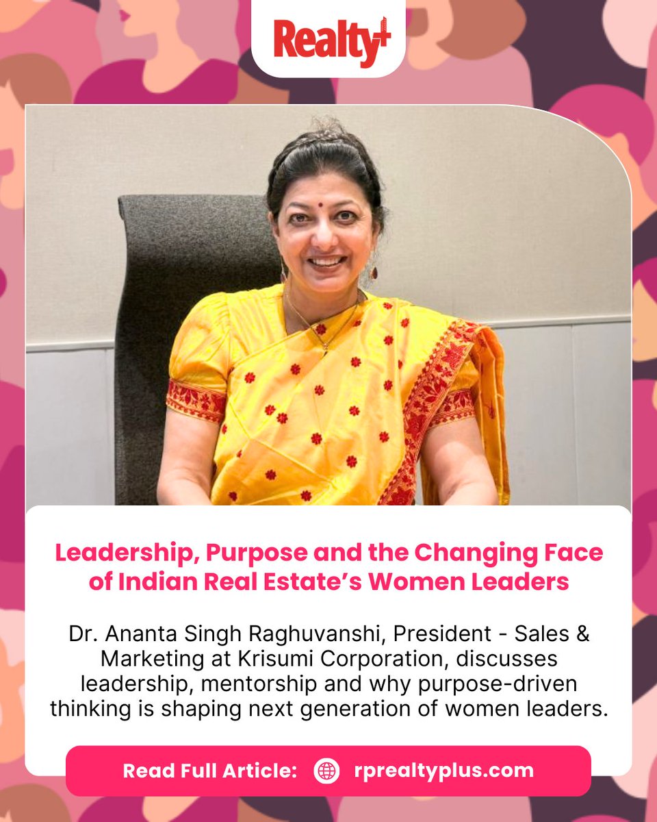 RPRealtyPlus's tweet image. Leadership in India’s real estate sector is evolving, with women leaders increasingly shaping strategy, innovation, and purpose-driven growth across the industry.

Read the full story here by @asmarafat: rprealtyplus.com/news-views/lea…

#WomenInLeadership #RealEstateLeadership