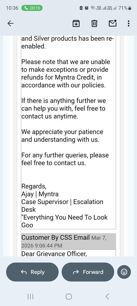 sm_VAD's tweet photo. @MyntraSupport Hey @Myntra @MyntraSupport, your Escalation Desk lied. They claimed gold/silver purchases are re-enabled, but my ₹1,29,400 in credits are STILL blocked at checkout. You are holding my money hostage with false promises. Refund to bank account immediately @jagograhakjago @consaff https://t.co/J44sgx23uU