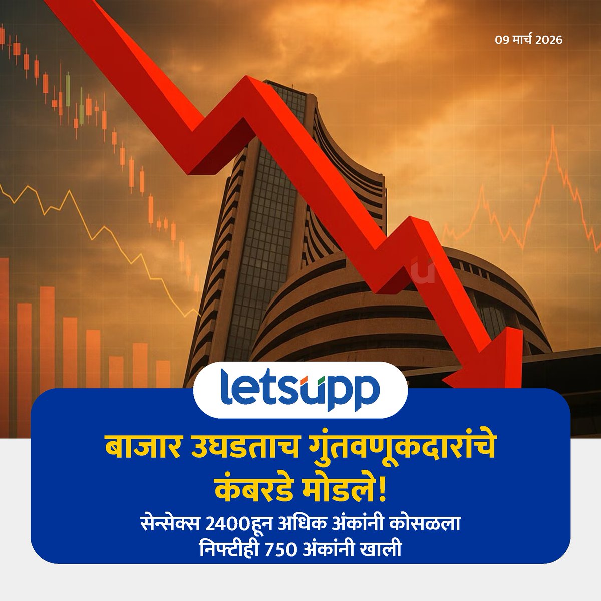 LetsUppMarathi's tweet image. गेल्या आठवड्यातील मोठ्या पडझडीनंतर मुंबई शेअर बाजार, आठवड्याच्या पहिल्या दिवशी, मागील बंदच्या तुलनेत 2400 अंकांपेक्षा जास्त कोसळला तर NSE निफ्टीने 700 अंकांपेक्षा जास्त घसरणीसह व्यवहार सुरू केला.
-
#sharemarket #sharemarketindia #sensex #niftyfifty  #LetsUppNews #LetsUppMarathi