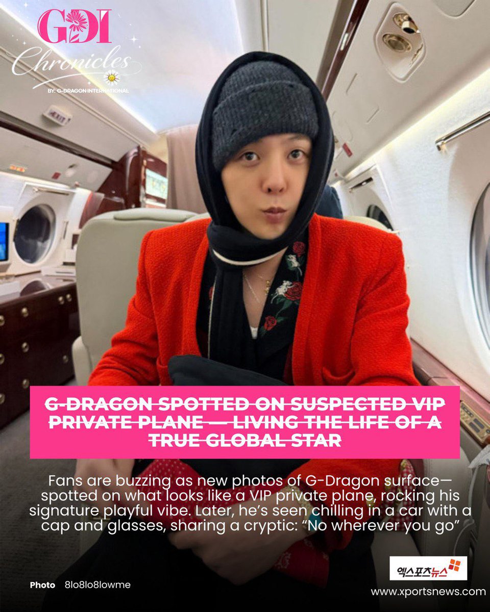 📰 𝐆𝐃 𝐍𝐄𝐖𝐒 | xportsnews.com

Even at 30,000 feet, G-Dragon proves why he’s a true global superstar—effortless style, unmatched aura, and living the life only a legend can.

#GDRAGON #지드래곤 <a href="/IBGDRGN/">G-DRAGON</a>