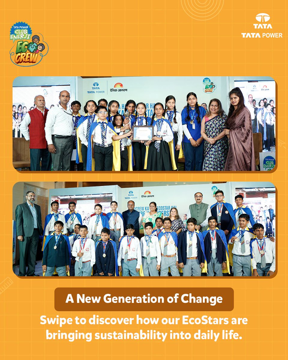 TataPower's tweet image. Change grows stronger when it’s shared.

Through the Dainik Jagran x Tata Power EcoCrew Mela, our EcoStars discovered the power of sustainable thinking and are now turning that awareness into real-world impact.

#TataPower #IndiasLargestEnergyLiteracyMovement #EcoCrew