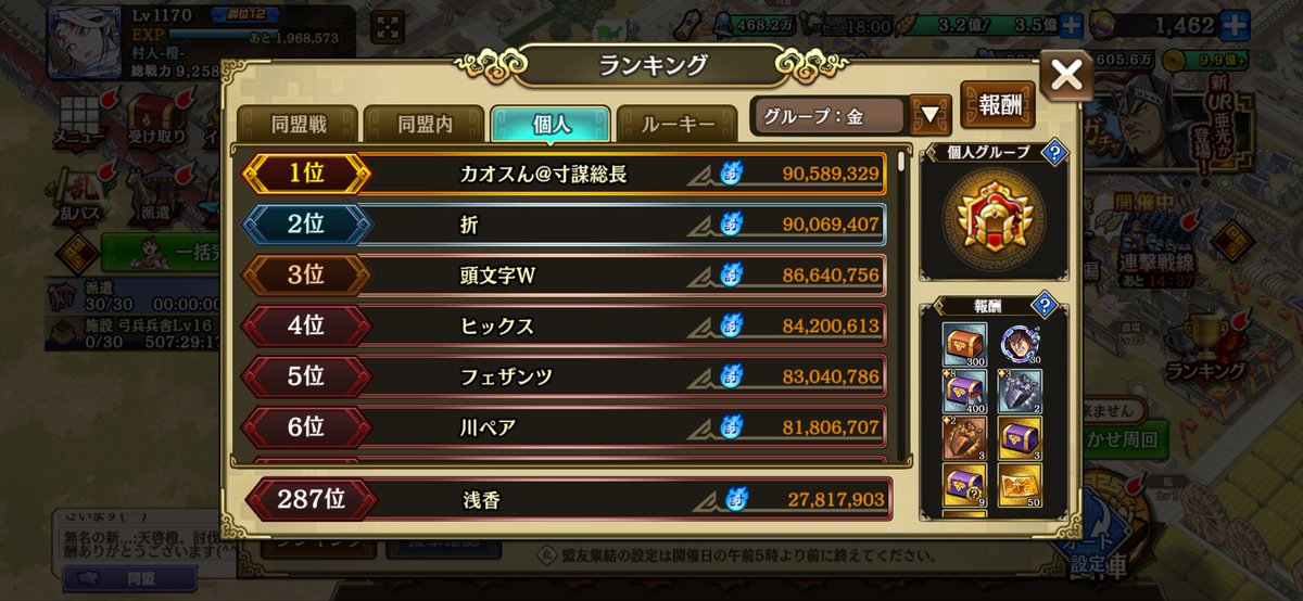 asaka_kinran's tweet photo. 久々の四千人将！援軍ガイモウ-オタジが強い💪最近は春平君や羌令の援軍も出てきて討伐がやりやすくなって有難い😊盟員様様です🥰 https://t.co/IokoGdZu3G