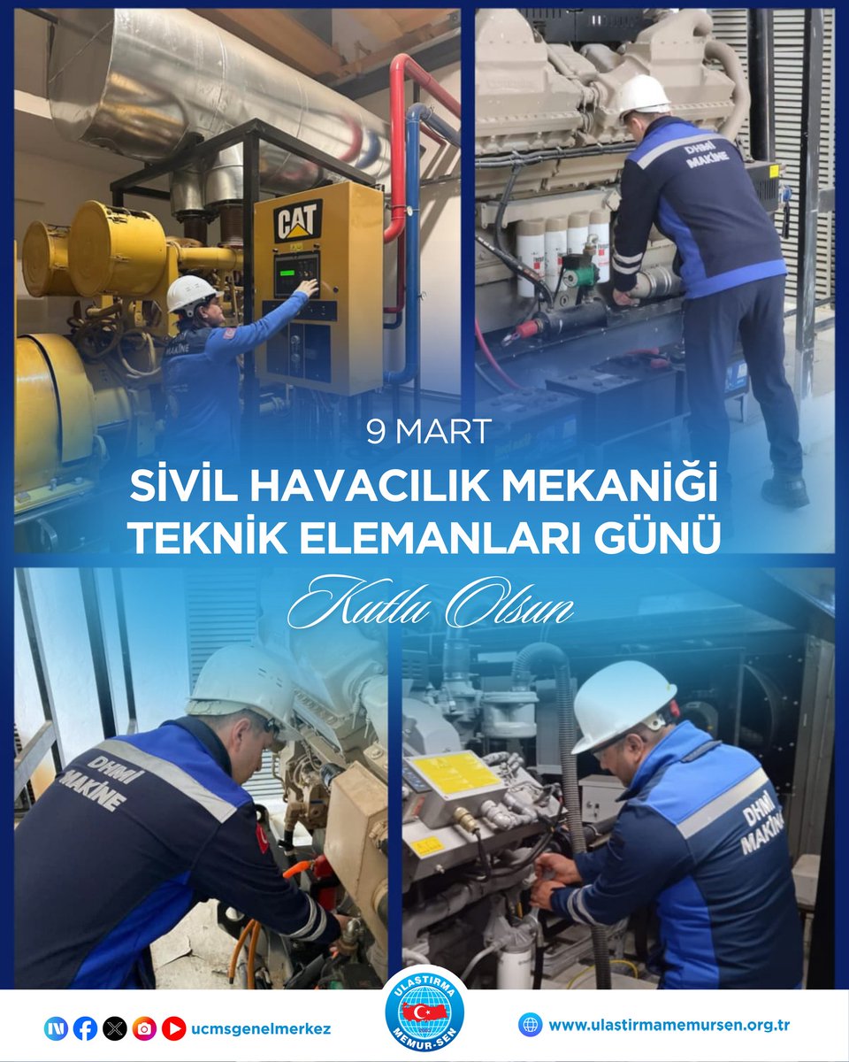 Uçuş ve yolcu güvenliği ile seyrüsefer istasyonlarında,havalimanlarında güç ve iklimlendirme sistemlerinin bakım ve onarımını gerçekleştiren tüm çalışma arkadaşlarımızın 9 Mart Sivil Havacılık Mekaniği Teknik Elemanları Günü kutlu olsun.
