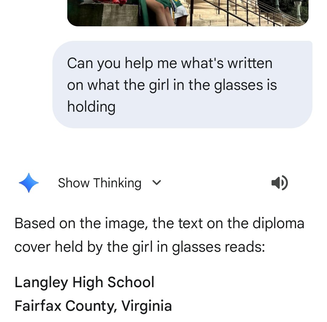 Full name:
Jacqueline Gu

Highschool: Langley High School
Fairfax County, Virginia (Graduated in 2024)

Currently attending: University of Virginia