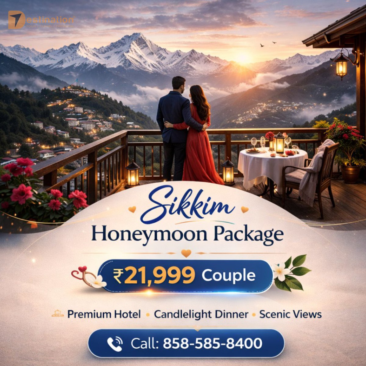 7Destinationoff's tweet photo. 📍 Sikkim Honeymoon Package – Only ₹21,999 for Couple

🏨 Premium Hotel Stay
🕯️ Romantic Candlelight Dinner
🌄 Stunning Mountain &amp; Scenic Views

Make your love story more special with Seven Destination Tour &amp; Travels.

📞 Call / WhatsApp: 8585858400

 – Book your honeymoon now https://t.co/AwiIswpr5e