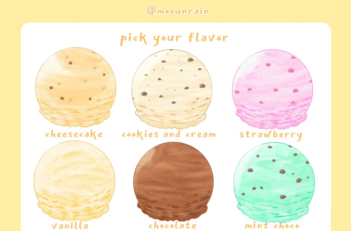 moounrain's tweet photo. Moon YCH Comms Open!
Ice Cream Edition🍦
[RT/Likes are appreciated]☘️

Haii! Moon #opencommission ych edisi es krim🍦🤤 kinda urgent untuk bayar tagihan juga🤲no limited slots, ayo commis di moon!🤏

 Knock my dm if you interested yaa! jgn lupa tag moon! tysm!🩷
#artidn https://t.co/ukhalsiGHq