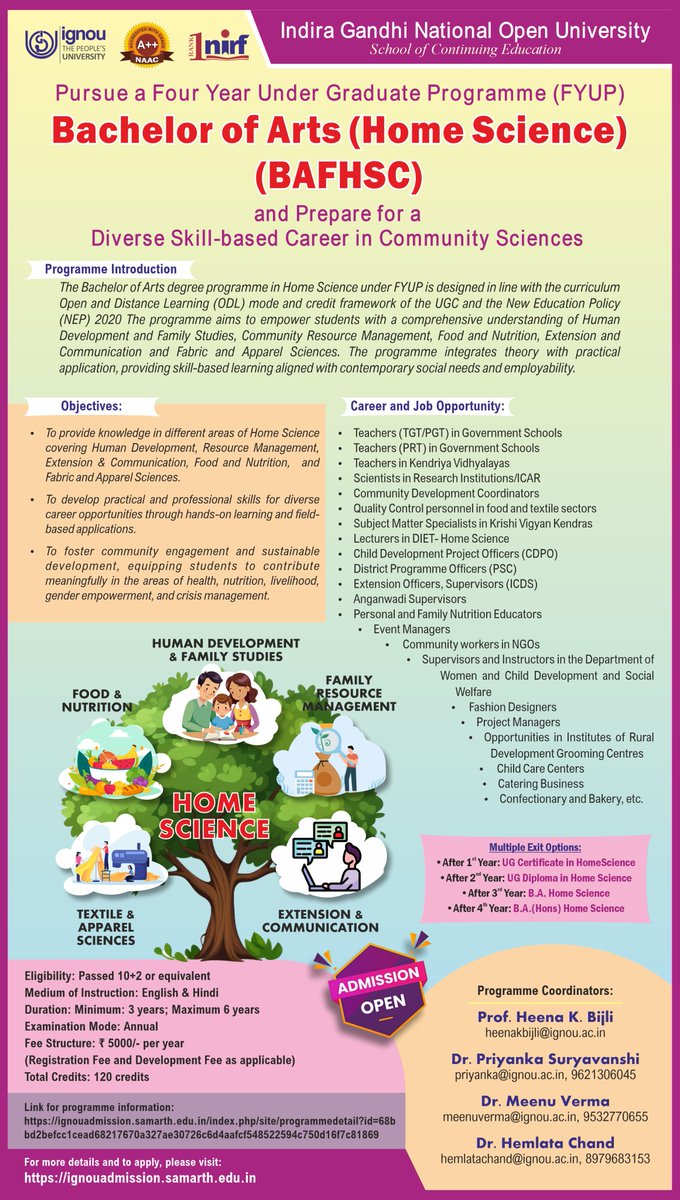 Admission Announcement  JANUARY 2026 Admission Cycle:  Last date for submission of Application is  15th March 2026 
Admission Link- ignouadmission.samarth.edu.in