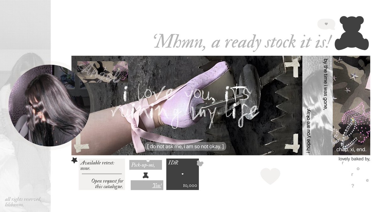 knock-knock, kitten? 
pick-up-mi.  ꒰ྀི⸝⸝ɞ̴̶̷ ·̫ ‹⸝⸝꒱  / #zonauang

ready stock layout rei ive, winter, karina &amp; ningning aespa. avail payment through qris, boleh langsung chat tele aku saja, t.me/peannute. she’s waiting for her new mama. ❤︎