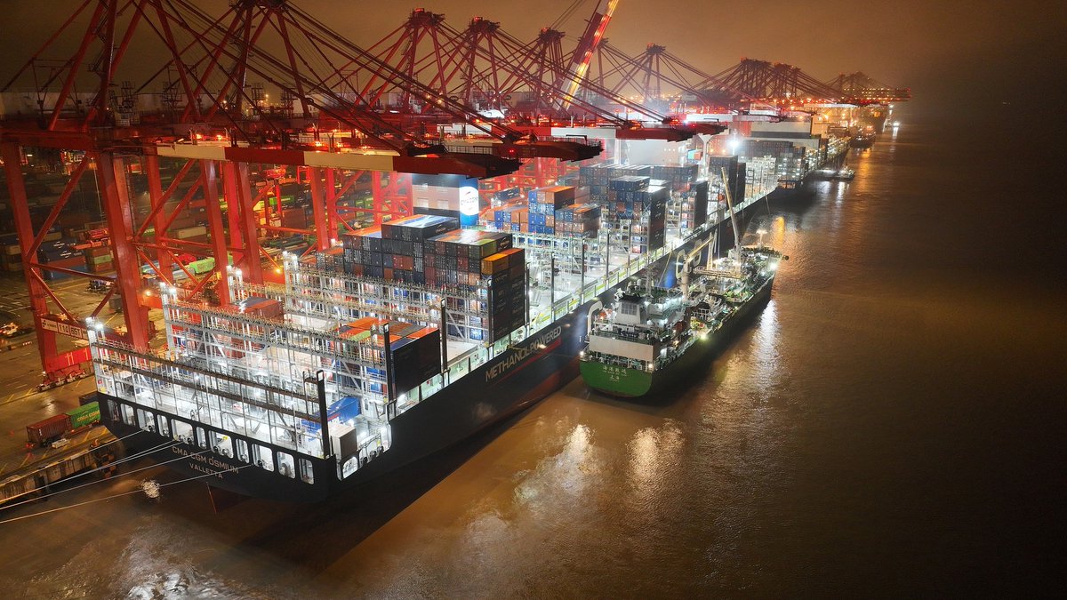 A methanol bunkering vessel started pumping over 3,640 metric tons of ...