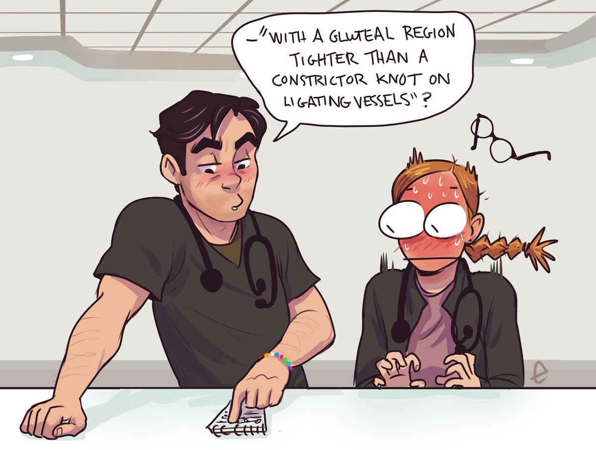 EnaBuns's tweet image. Becca offered to bring Dr. Langdon Mel's diary for additional "family history" 🥴
#thepitt #thepittfanart #LANGDONMEL