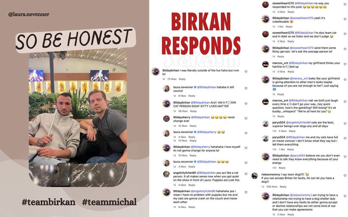 starcasm's tweet image. Laura's over here on Instagram throwing Birkan AND Michal under the bus! 😂 Birkan had some time and offered up his take in the comments...

#90DayFiance #BeforeThe90Days #90DayFianceBeforeThe90Days