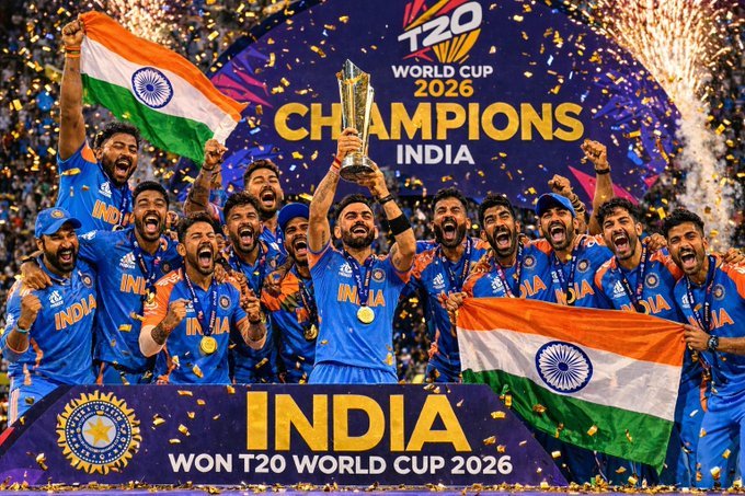 Team India scores After losing to South Africa in Super 8's
ZIM - 256 runs
WI - 199 runs 
ENG - 253 runs(Semi final)
NZ - 255 runs(FINAL)
They have scored more than 1000 runs they didn't just win the world cup they stamped the authority to win the world cup 2026 #INDvsNZ
The