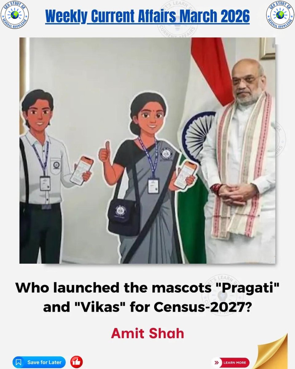 geostudygk's tweet photo. Current Affairs March 2026 Weekly Questions and Answers | @geostudygk
#currentaffairs #generalknowledge #geostudygk #upscaspirants #sscaspirants #UPSCPrelims2026 #ssccgl #ssccpo #allcompetativeexams https://t.co/WqewFk9rFb