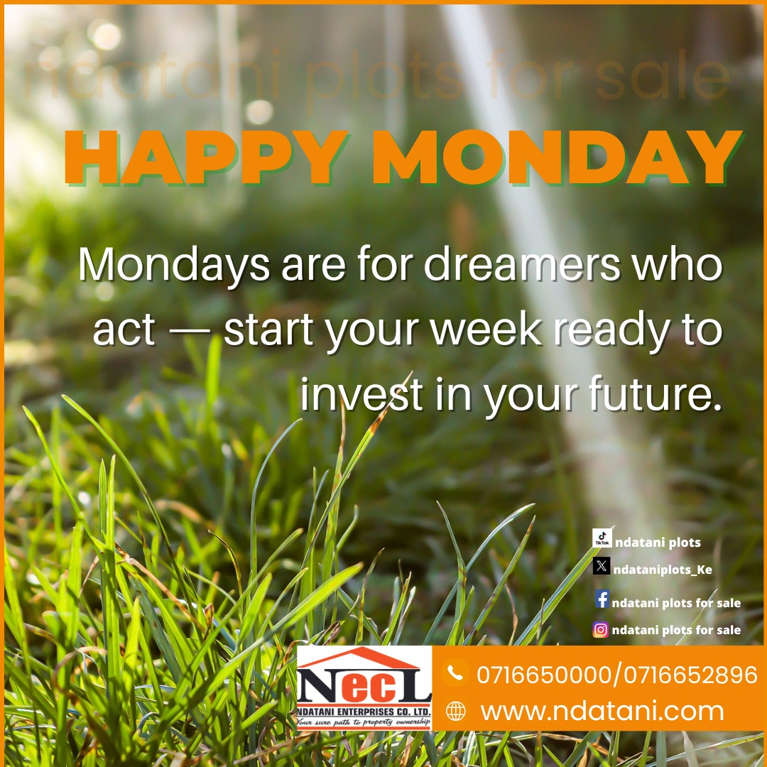 ndataniplots_Ke's tweet image. Start your week with purpose and vision.
We believe wealth begins with smart decisions like investing in land today for a secure tomorrow.Make this Monday and this new month count.
#happymonday #LandInvestment 
 0716650000 / 0716652896
ndatani.com