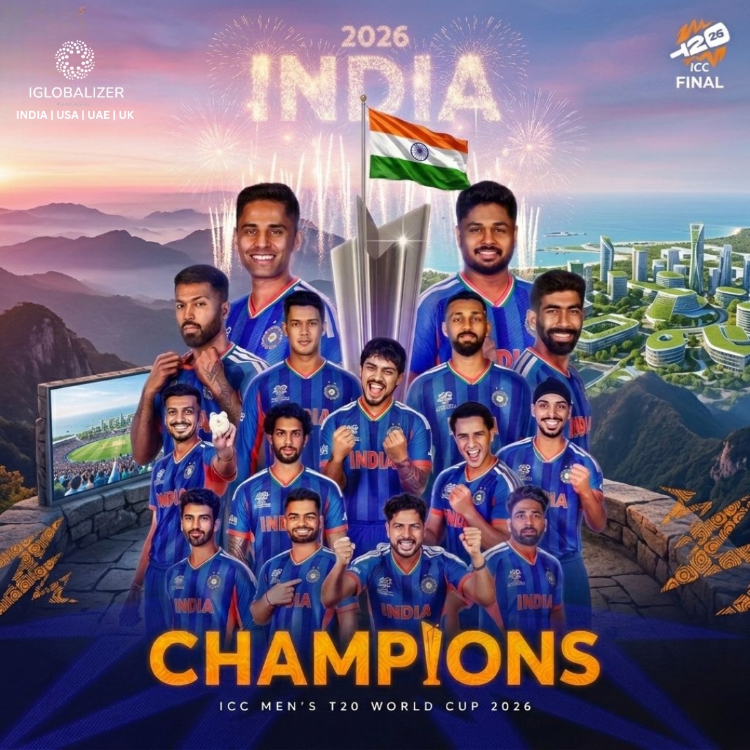 iglobalizer's tweet photo. Blue roar, tricolor pride — champions again! 🇮🇳🏆🔥#TeamIndia
#T20WorldCup2026
#Champions https://t.co/t39GZNv2dY