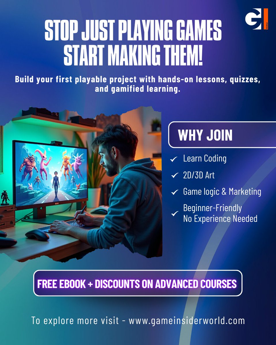 GameInsiderW's tweet photo. Stop playing. Start creating games. ๐ฎ
Build your first playable project & learn game dev fundamentals.
Start here ๐
https://t.co/XjBuUvcmBt
#GameDev #GameDevelopment #LearnGameDev #GamingCareers #GameInsider https://t.co/SczU9M04iL