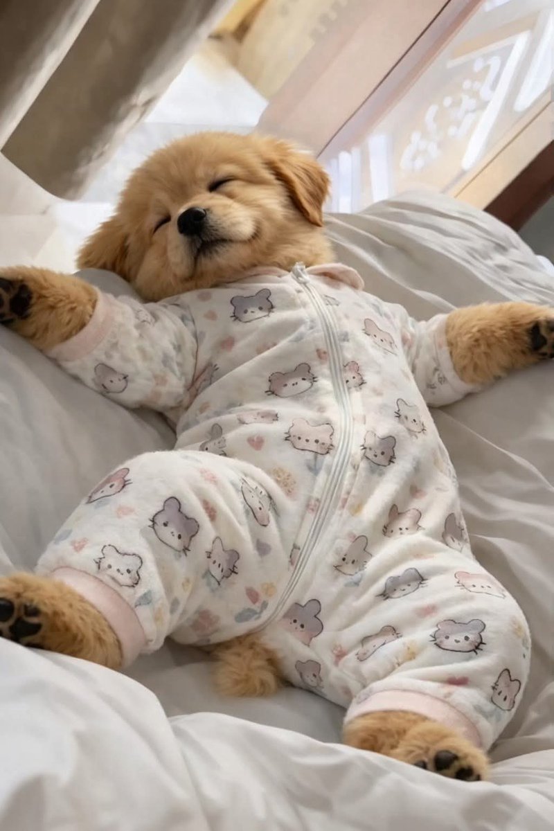 Dreaming in golden… pajamas mode: ON 🐾💤✨