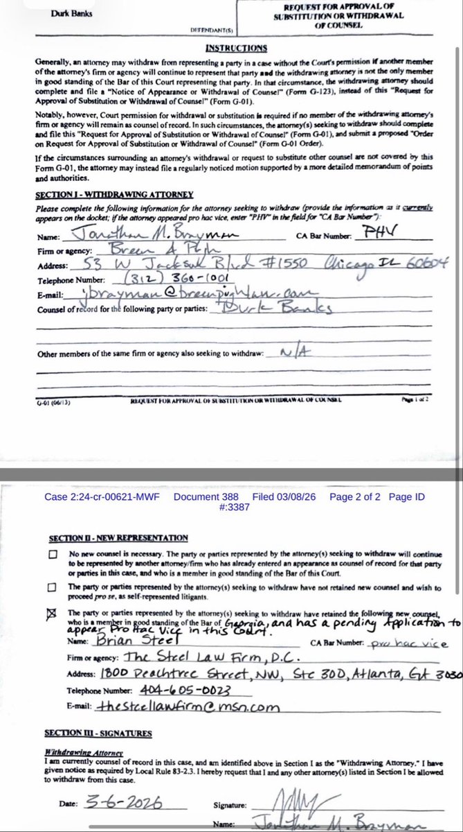 ThuggerDaily's tweet photo. Brian Steel has officially filed to replace one of the attorneys currently representing Lil Durk 🤝💼 https://t.co/eNpuzsb4tP
