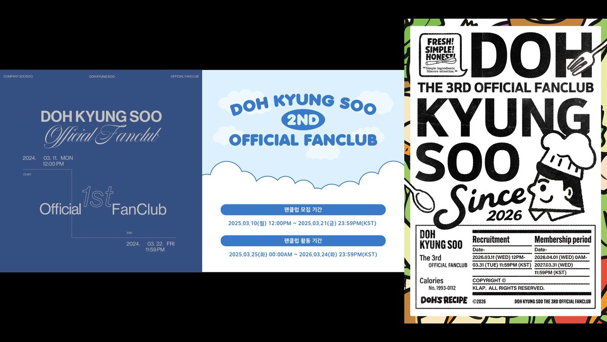 도경수 공식 팬클럽
DOH KYUNG SOO OFFICIAL FANCLUB

1st (2024)                      2nd (2025)                      3rd (2026)