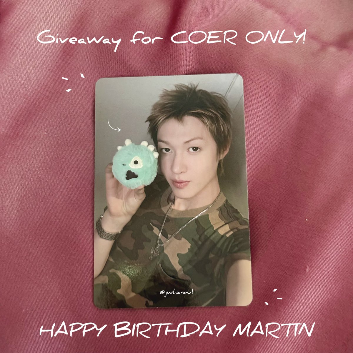 jwhaneul's tweet photo. ✨Giveaway for COER ONLY!⭐️
🎂HAPPY BIRTHDAY #MARTIN 🎂

💚แจกการ์ดคอติสบอลวันเกิดน้องมะตินคับ 1 ใบ

🍀Repost โพสต์นี้ สุ่ม 20.03 วันเกิดมะติน🍀

ขอแค่เป็นคอร์ ส่งฟรีไม่มีค่าใช้จ่ายใดๆคับ แบ่งกันเก็บ😘 https://t.co/wfYKHectt4