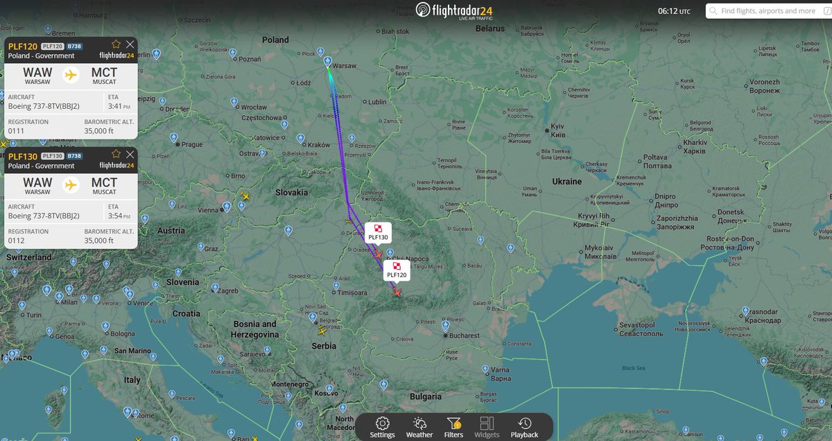 PolishMilRadar's tweet photo. #KonfliktNaBliskimWschodzie
📅 09.03 🕒07:12LT - ✈️🇵🇱 Wojskowe Boeingi 737 wyleciały do Omanu 🇴🇲
Z lotniska w Warszawie #EPWA wystartowały dwa ✈️ Boeingi 737-8TV(WL) BBJ2 #PLF120 "0111" & #PLF130 "0112" Sił Powietrznych RP 🇵🇱
Oba samoloty zmierzają do Maskatu #OOMS 🇴🇲
Loty ewakuacyjne wojskowymi Boeingami odbywają się w ramach Polskiego Kontyngentu Wojskowego Bliski Wschód.
🔗https://t.co/3t0TPPsC5q
#POLMILRADAR