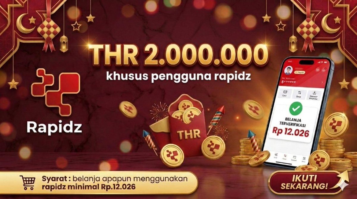 THR IDR 2.000.000 🎉🎉

Semua pengguna rapidz pay berkesempatan dapet THR total idr 2.000.000 

Cara dapat THR : 
• RT Postingan ini 
• Download rapidz rapidz.app.link/affref?referra…
• Deposit minimal $5 , lalu masukan ke virtual card 
• Belanja atau bayar apapun menggunakan rapidz