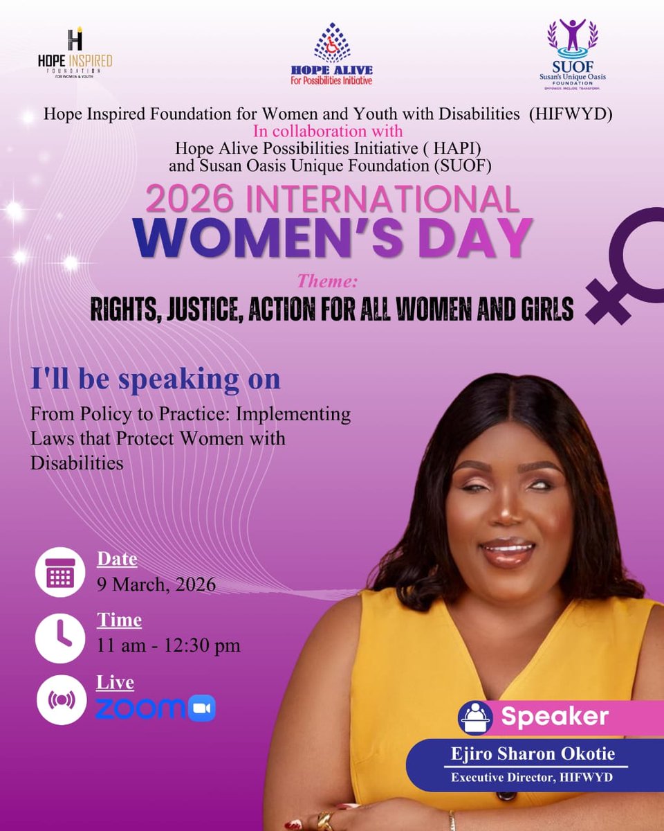 hopeinspiredf's tweet photo. We're excited about our virtual event commemorating the 2026 International Women's Day! We've got amazing topics and speakers sparking interesting conversations.

Meet our speakers and Moderator: https://t.co/exWHduejuQ