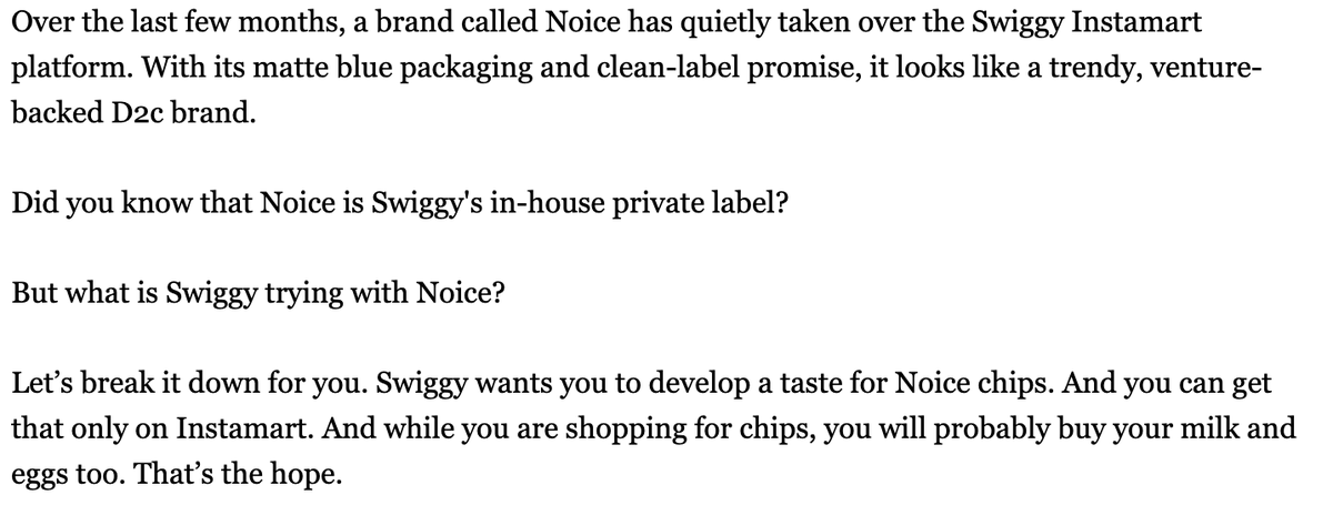 shantanusb's tweet photo. I did not know that ! I do know that Noice acquired a local (amazing) chips brand that was doing great but I had no clue Noice was Swiggy 😲 https://t.co/XZ0gokthSu