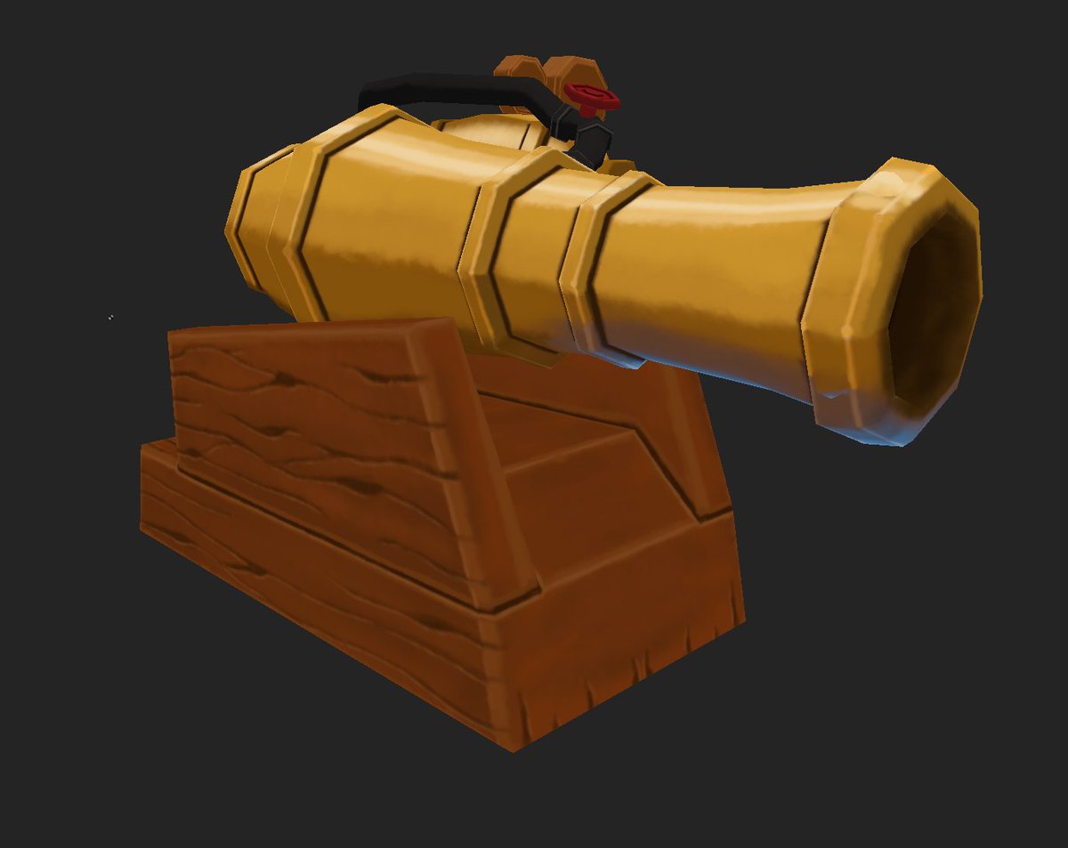 L2619_R's tweet photo. About wrapped up on texture painting my starting cannon. Starting to lock down the art style for the game. Currently working on some more variants.  #godot #GodotEngine #blender #3DModel #gamedev https://t.co/g7UBrSVU2D