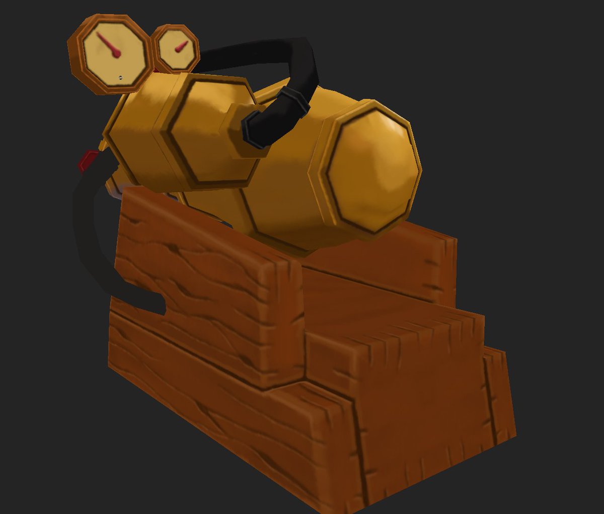 L2619_R's tweet photo. About wrapped up on texture painting my starting cannon. Starting to lock down the art style for the game. Currently working on some more variants.  #godot #GodotEngine #blender #3DModel #gamedev https://t.co/g7UBrSVU2D