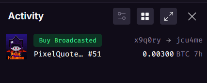 Someone sweep a Sub100k PixelQuote #51 Video inscription

#Ordinals #Inscriptions #Bitcoin