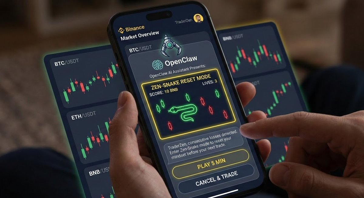 danuglenn30's tweet image. Headline: Introducing ZenClaw AI – The Mindful Trading Companion 🐍💎

I’m excited to share my proposal for the #AIBinance OpenClaw challenge! While everyone builds trading bots, I’m building something to protect the trader’s most valuable asset: Their Mindset.

Project Name: