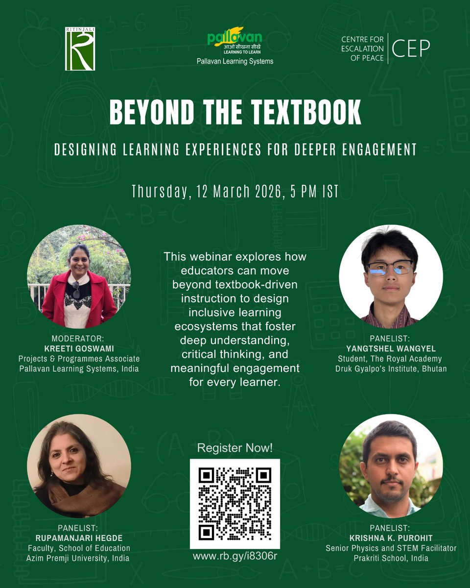 Webinar: Beyond the Textbook – Designing Learning Experiences for Deeper Engagement
12 Mar | 5 PM IST

Explore how classrooms can move beyond textbooks to deeper, inquiry-rich learning.

Register: rb.gy/i8306r

#Education #Webinar