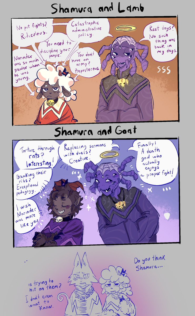 Yeah I think Shamura would prefer Goat as the god of death than Lamb 
#CultoftheLamb #cotl #shamura