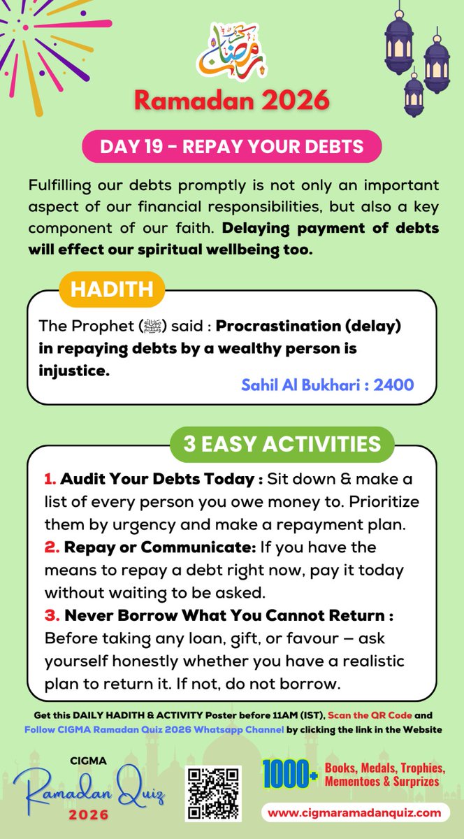 #RamadanSeries 
#ramadanday19
#RepayYourDebts 
#DelayIsInjustice
#AuditYourDebts
#RepayOrCommunicate
#T20WorldCup #InternationalWomensDay #INDvsNZ #TeamIndia #Ramadan2026 

<a href="/AIMPLB_Official/">All India Muslim Personal Law Board</a> <a href="/asadowaisi/">Asaduddin Owaisi</a> <a href="/gioofindia/">National Federation of GIO</a> <a href="/MiddleEastEye/">Middle East Eye</a>