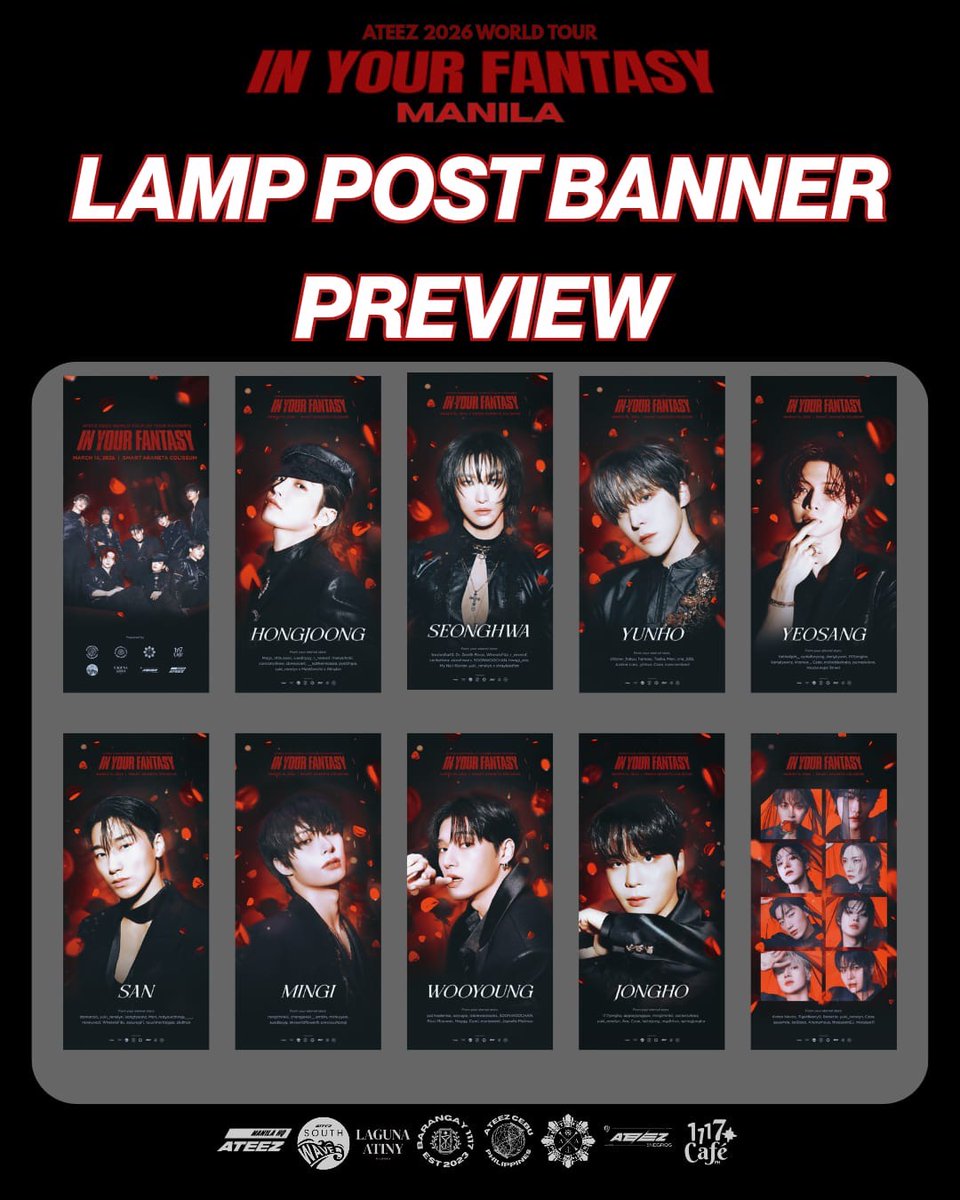 AteezCebuPH's tweet photo. The ATEEZ Lamp Post Project is now available! If you have time to visit the area from March 9 to March 15, 2026, don’t forget to take photos or videos and share them to showcase the love and support we have for ATEEZ.

The moment we’ve been waiting for is almost here—ATEEZ will be in Manila this March 14! 🏴‍☠️✨

Venue: Fiesta Carnival Arcade, General Aguinaldo Street, Araneta City, Quezon City
#ATEEZ #WORLD_TOUR #In_Your_Fantasy #에이티즈 #InYourFantasy_MNL

@1117CafePH  @1024Sector  @Brgy1117 
@atzsouthwaveph  @ATZ_Manila @lagunatinyph 
@ATEEZ_Negros