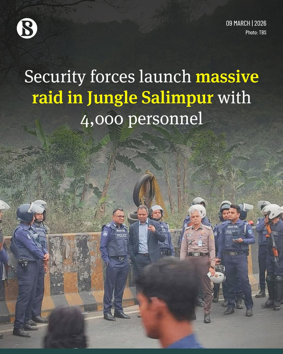 tbsnewsbd's tweet image. A massive joint operation by security forces involving around 4,000 personnel was launched in the rugged terrain of Jungle Salimpur in Sitakunda, Chattogram,  this morning (9 March).

[link in comments]

#junglesalimpur #Chattogram #LawAndOrder #TBSNews
