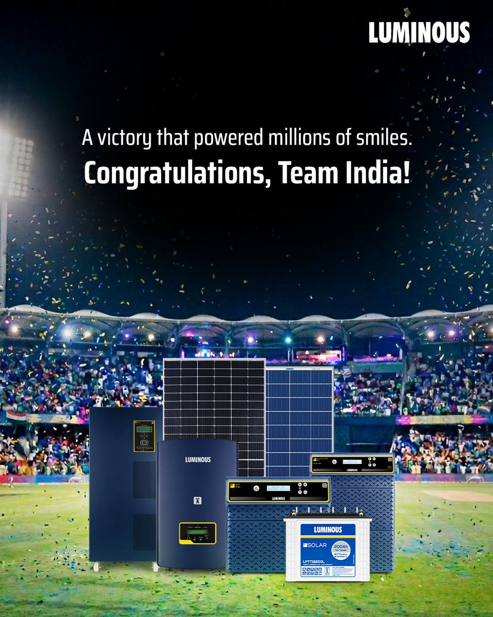 myluminous's tweet image. Here’s to the passion, determination, and teamwork that brought pride to the nation.

Congratulations, Team India on winning the ICC Men's T20 World Cup!

#Luminous #ICCMensT20WorldCup