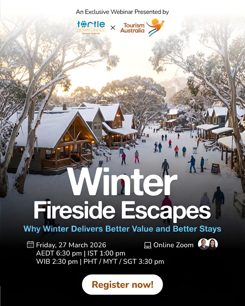 TDU_au's tweet image. Australia in winter is an opportunity many agents overlook.

Join our exclusive webinar with Tourism Australia and learn how to position winter travel and convert enquiries into bookings.  

Register now. Link in bio or click: zoom.us/webinar/regist…

#AskTDU #TDUWebinar