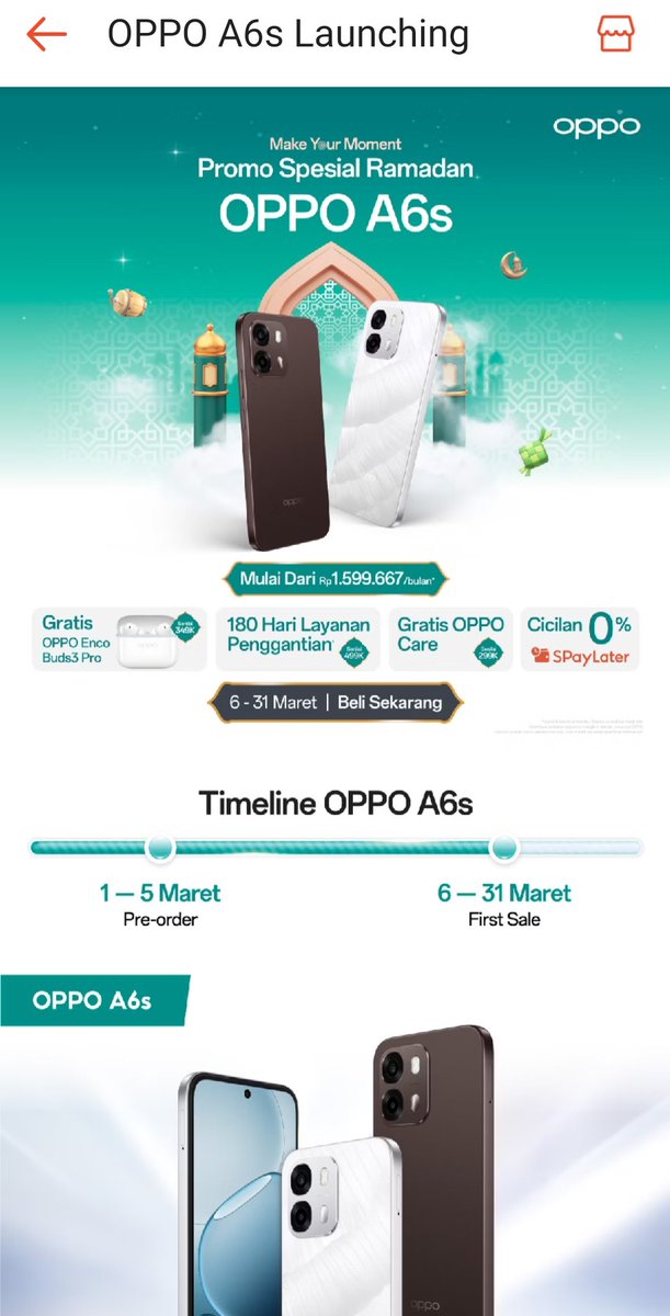 orponox's tweet photo. @ShopeeID Assalamualaikum mimin @ShopeeID
 Bismillahirrahmanirrahim…  Mau banget OPPO A6s dikirim mimin! Lagi liat di OPPO Indonesia Official Store, promo Spesial Ramadan-nya gila banget, kamera 50MP jernih + promo Ramadan cicilan 0% + gratis earbuds. Aamiin! #OPPOA6sdiShopee https://t.co/oYEl9wcppf