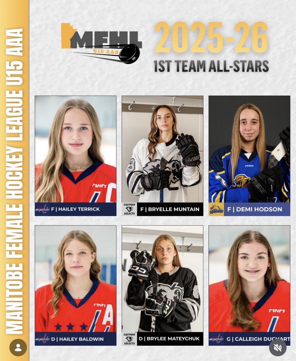 Congratulations to #3 Bryelle Muntain and #8 Brylee Mateychuk on being named First Team All-Stars.🏒🔥