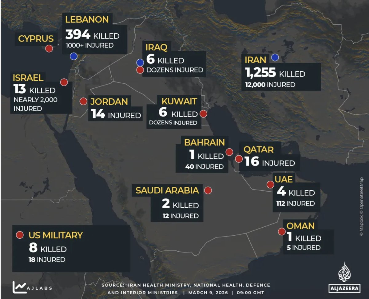 Mapa de bajas vía <a href="/AJEnglish/">Al Jazeera English</a>