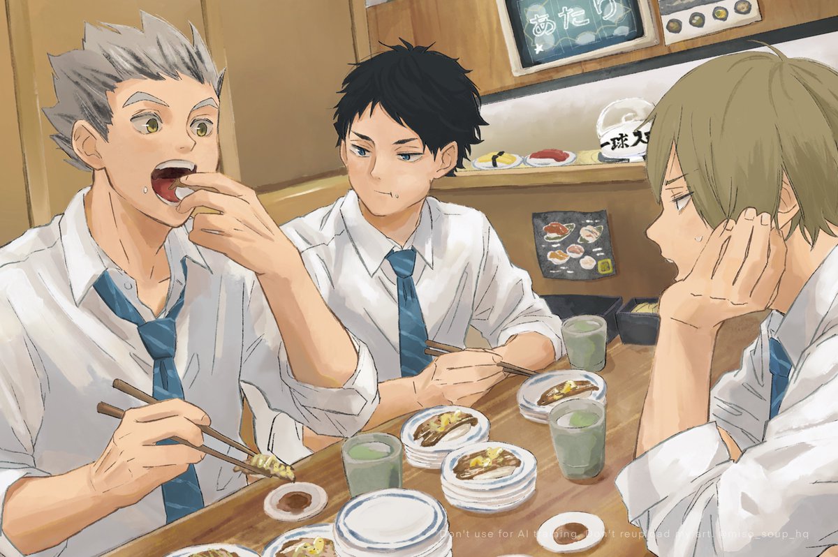 miso_soup_hq's tweet photo. 🍣🦉🦉🦉🍖  食べざかり三人衆 https://t.co/uAizs7YyO7