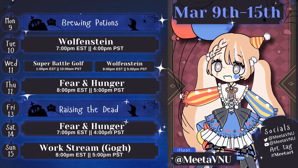 MeetaVNU's tweet photo. ใSchedule of March 9th-15thใ
This witch is up to no good!๐งธ๐งน
Fan art: #Meetart
Memes/clips: #MeetaLoca
References Below!โคต๏ธ https://t.co/rbcUSudPb0