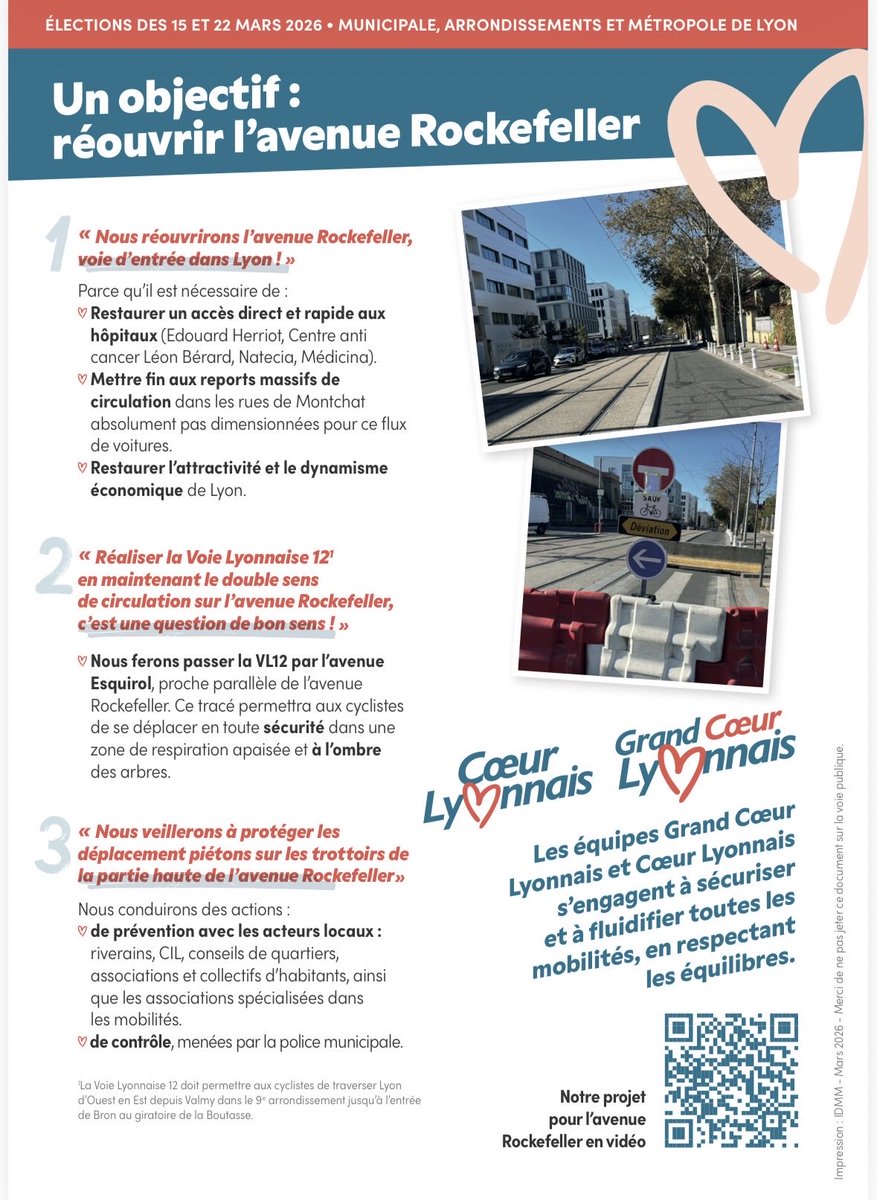 HeleneBaronnie1's tweet photo. Si vous nous faites confiance les 15 et 22 mars, nous rouvrirons la voie d’entrée dans #Lyon de l’av. Rockefeller, en retravaillant le tracé de la VL12.
Notre objectif : fluidifier et sécuriser les déplacement en fonction des spécificités de chaque secteur. 

@generationaulas https://t.co/djbnsX4TWi