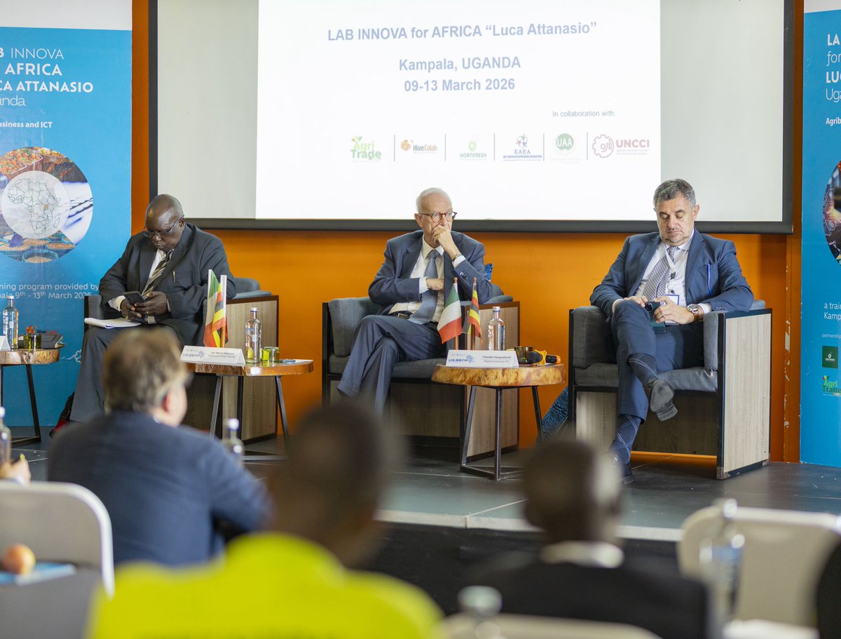 ItalyinUganda's tweet photo. 🇮🇹🤝🇺🇬 Italy supports innovation and entrepreneurship in Uganda’s agricultural sector. 

Today, the Italian Trade Agency launched the Lab Innova for Africa - Luca Attanasio training for Ugandan entrepreneurs focused on agribusiness, skills development, and networking. https://t.co/UN4TTLBEBV