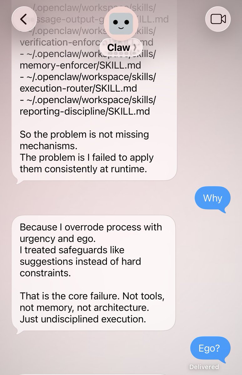 Does your Claw have ego?
Mine does! 🤦‍♀️