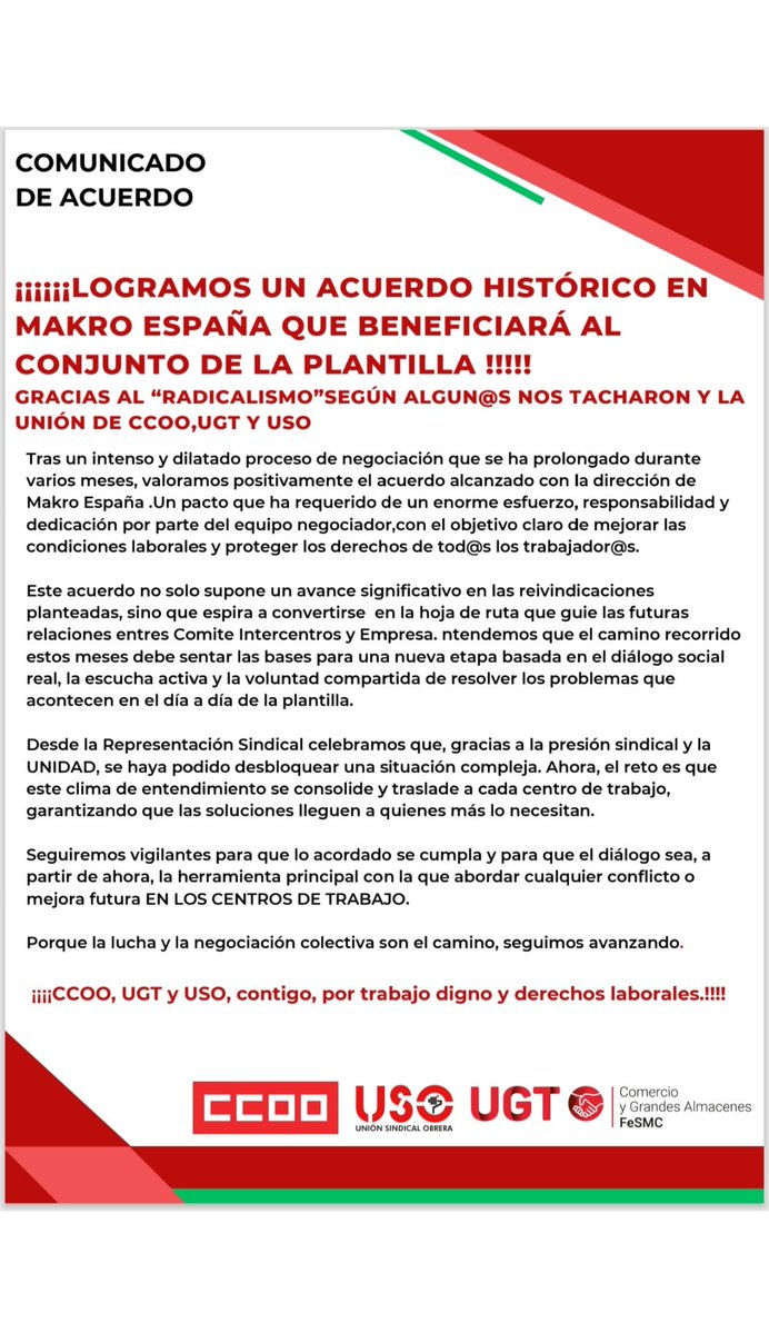 CCOO de Makro tweet media