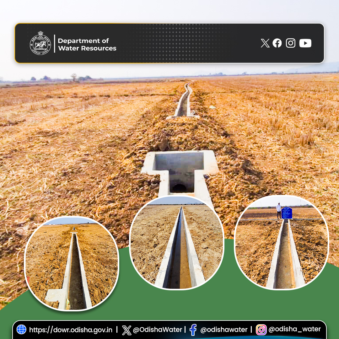 OdishaWater's tweet image. Construction of  #FieldChannel under #OIIPCRA at Humma, Ganjam Block, #GanjamDistrict has been completed.
A total of 1143.10 m of lined channel, along with 47 hydraulic structures, has been constructed, enabling sustainable irrigation for 51.020 ha and benefiting 256 farmers.
The